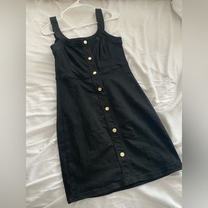 BGB Black Jean Dress - gold buttons, tank top